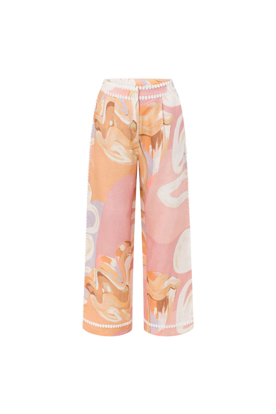 Pantalone Estivo a Vita Alta con Stampa Artistica — Stile Europeo
