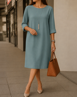 Sabine | Vestito Midi Fluido Effetto Pancia Piatta per Donna