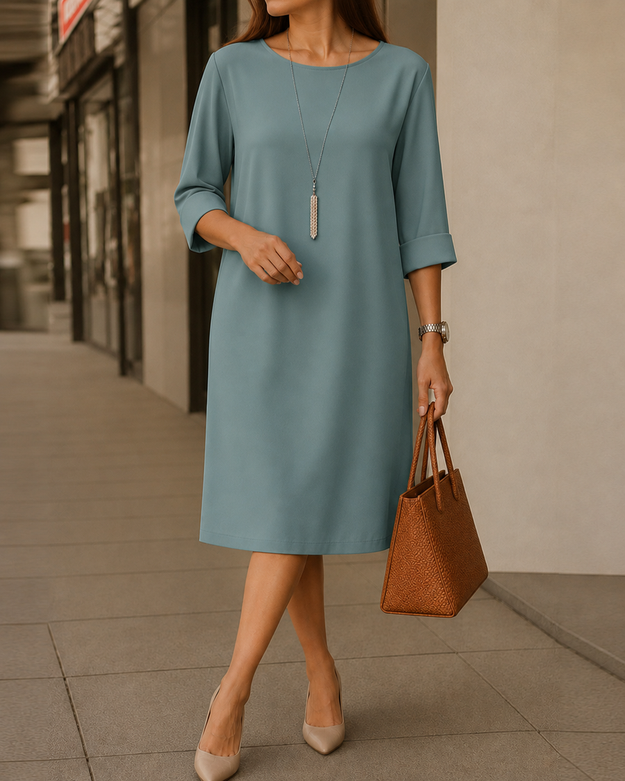 Sabine | Vestito Midi Fluido Effetto Pancia Piatta per Donna