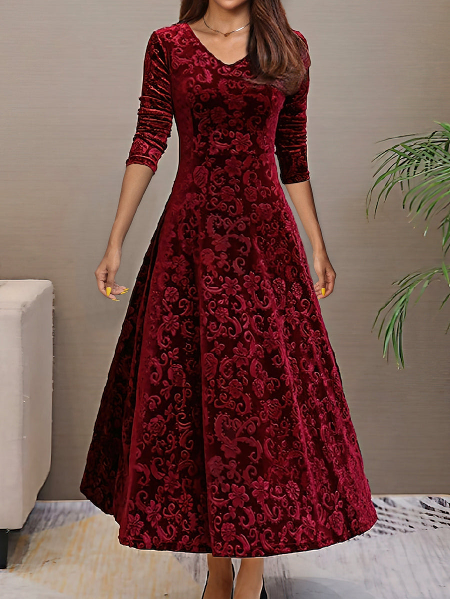 Denise | Elegante abito di festa em veludo con scollo a V