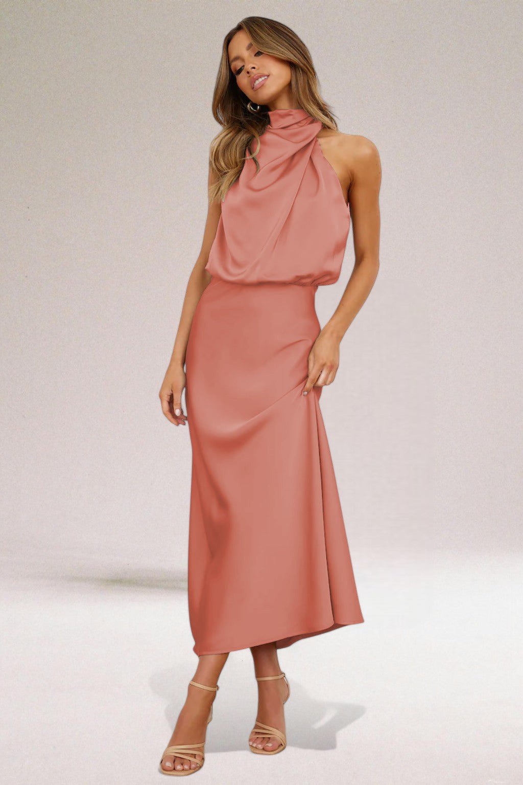 Flavia | Abito halter da donna in raso glamour