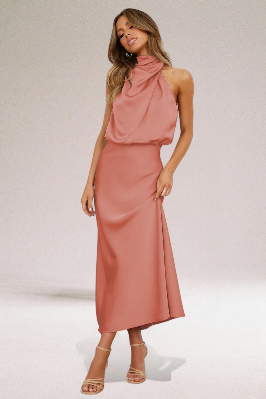 Flavia | Abito halter da donna in raso glamour
