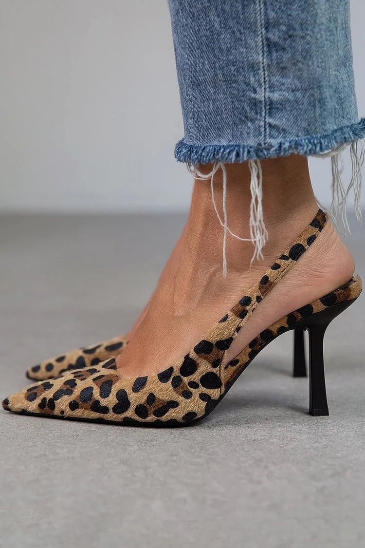 Monique – Scarpe con tacco leopardate con punta affusolata
