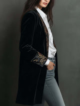 Carol - Blazer Slim Fit Nero Stampa Barocca per Donna