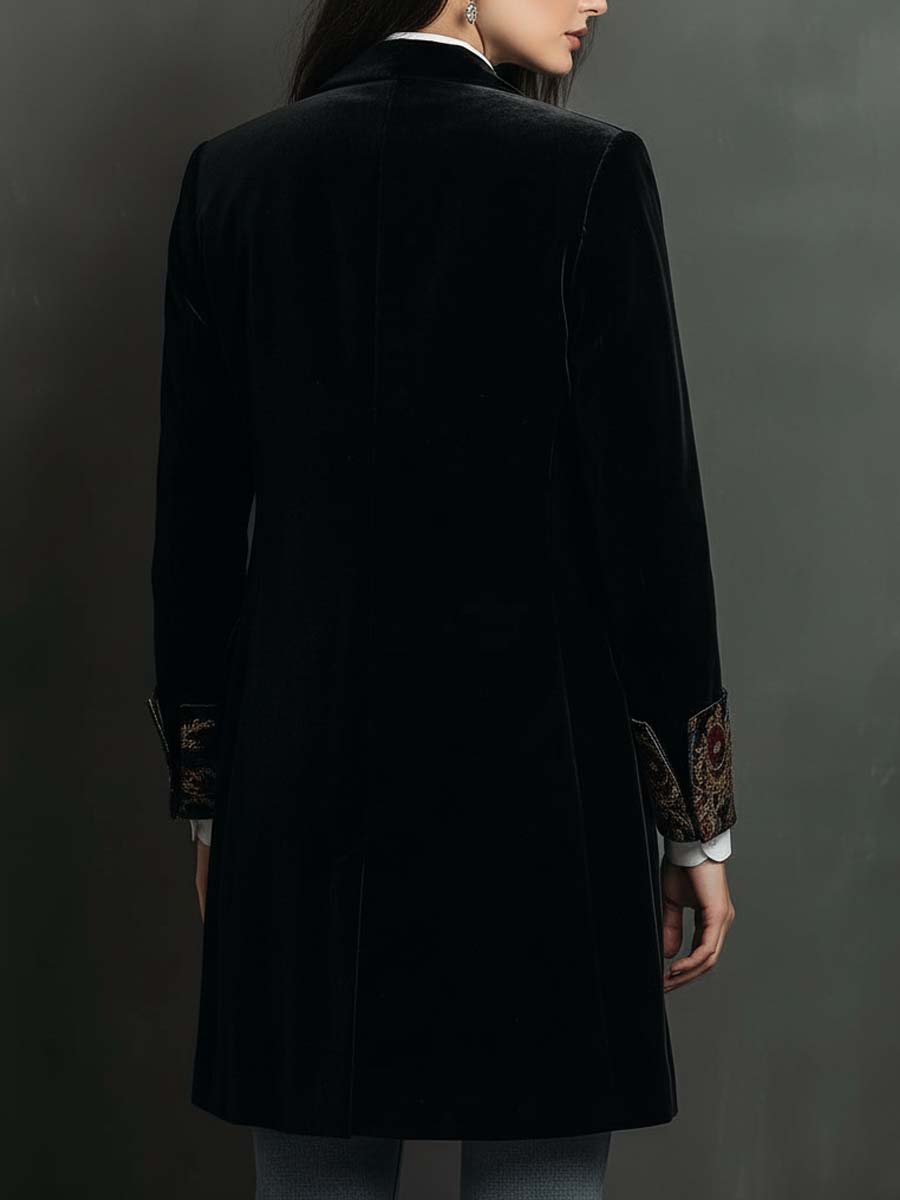 Carol - Blazer Slim Fit Nero Stampa Barocca per Donna