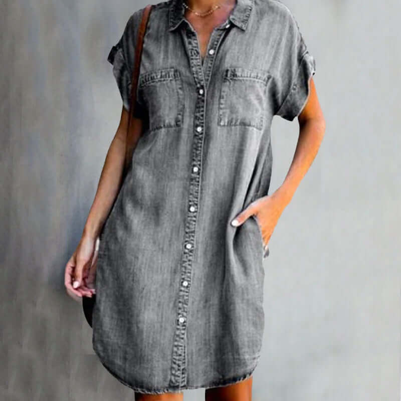 Olive™ | Abito in Denim Elegante che Copre la Pancia