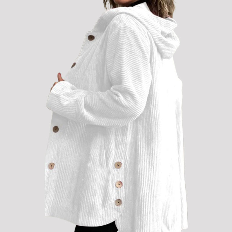 Giacca Casual di Velluto con Cappuccio per l'Autunno da Donna