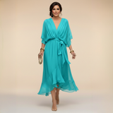 Monica - Abito em chiffon da donna con scollo a V