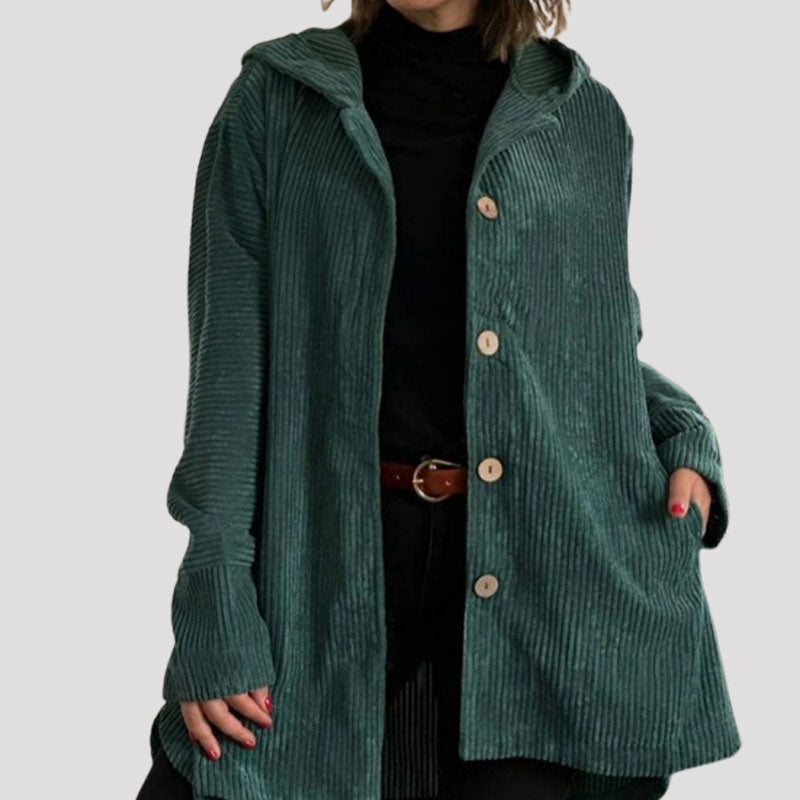 Giacca Casual di Velluto con Cappuccio per l'Autunno da Donna