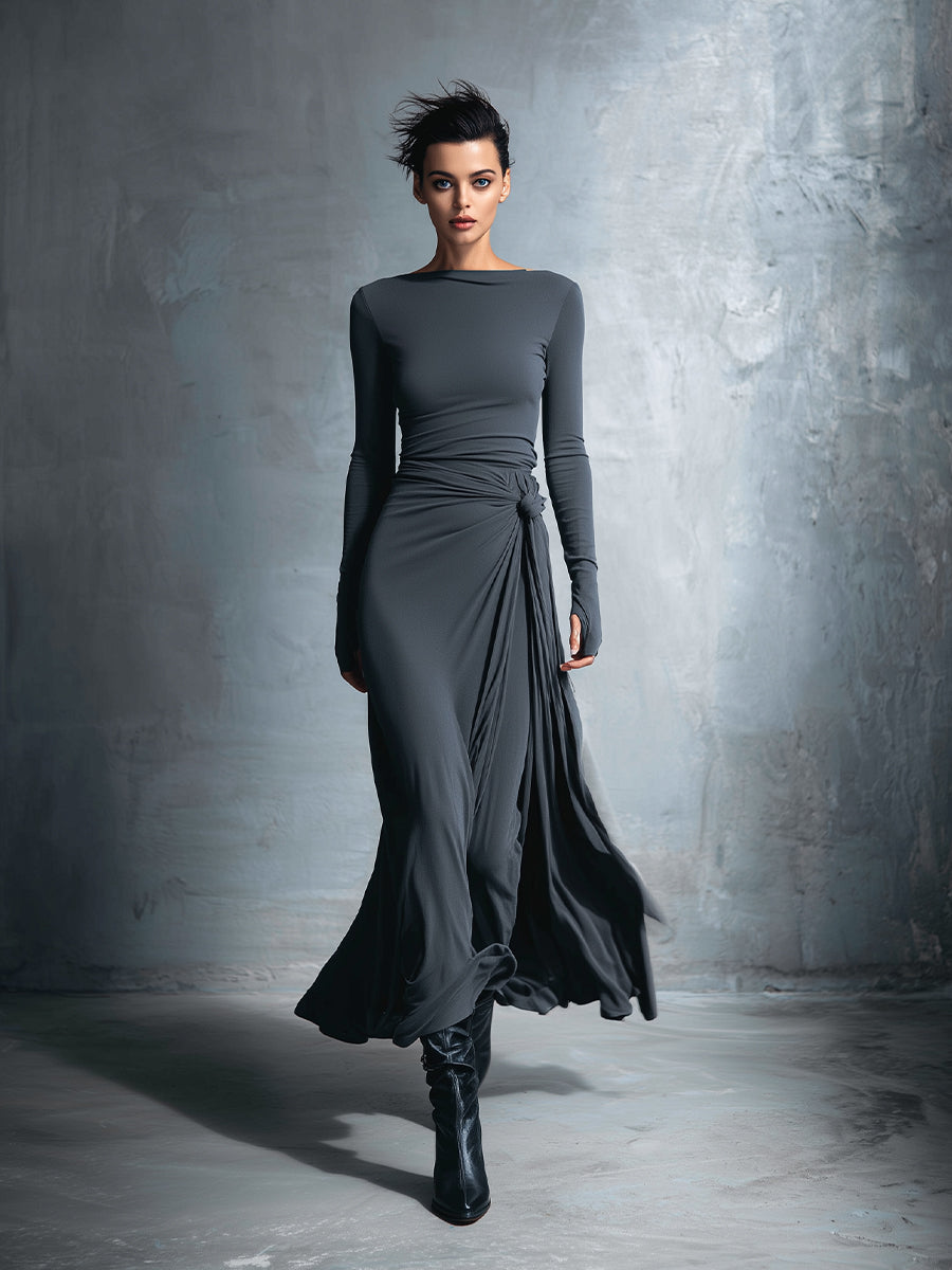 Naiara ❘ Abito maxi con nó laterale da donna