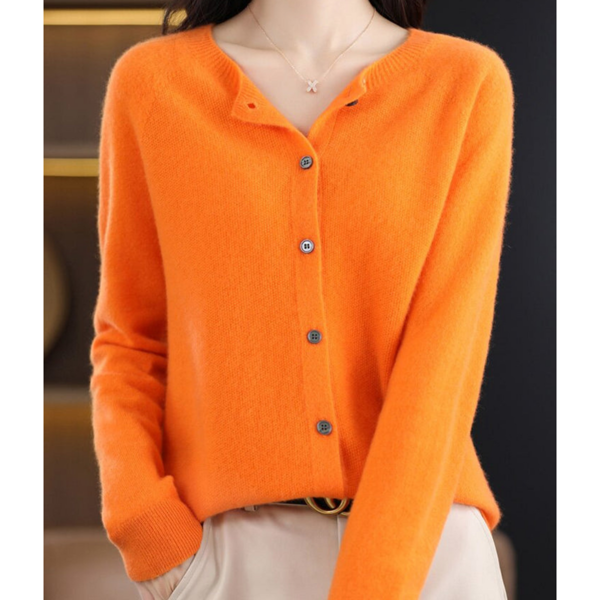 Anna | Maglione feminino di maglia con collo rotondo em lã merino Reine