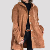 Giacca Casual di Velluto con Cappuccio per l'Autunno da Donna