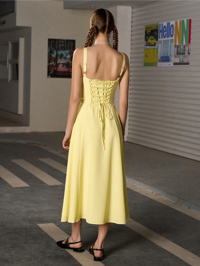 Claudia – Abito Cami con Busto Arricciato e Spacco
