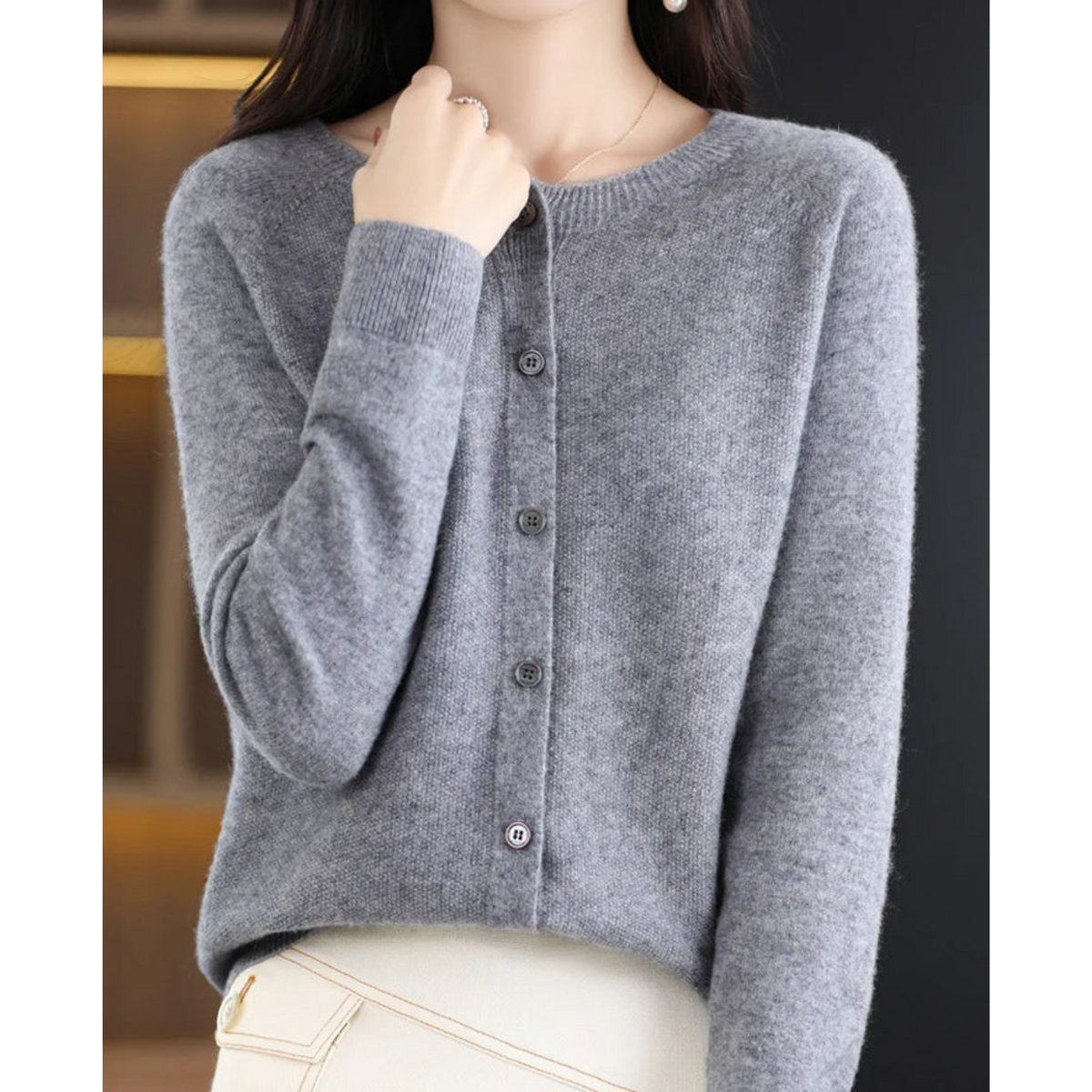 Anna | Maglione feminino di maglia con collo rotondo em lã merino Reine