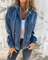 Ella | Giacca in Velluto a Coste con Cappuccio e Zip da Donna