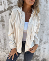 Ella | Giacca in Velluto a Coste con Cappuccio e Zip da Donna