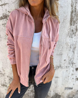 Ella | Giacca in Velluto a Coste con Cappuccio e Zip da Donna