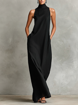 Caterina | Vestito lungo nero minimalista per Donna