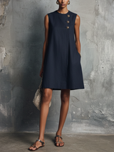 Alba | Vestito Mini Bottone Dorato per Donna