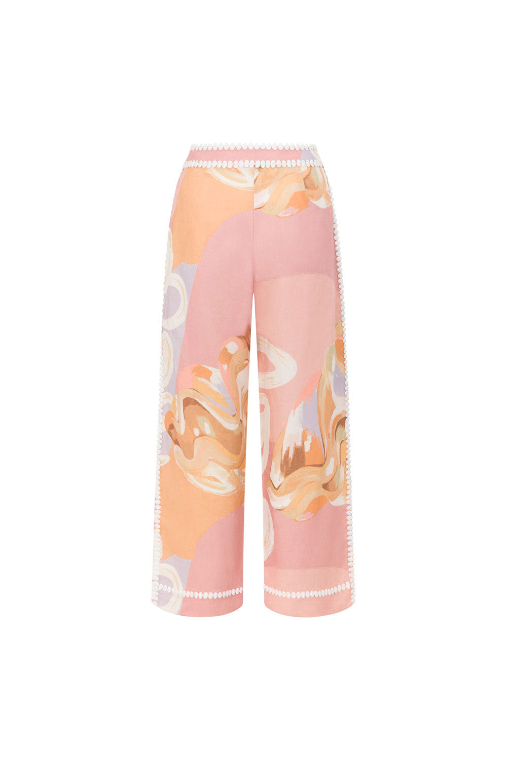 Pantalone Estivo a Vita Alta con Stampa Artistica — Stile Europeo