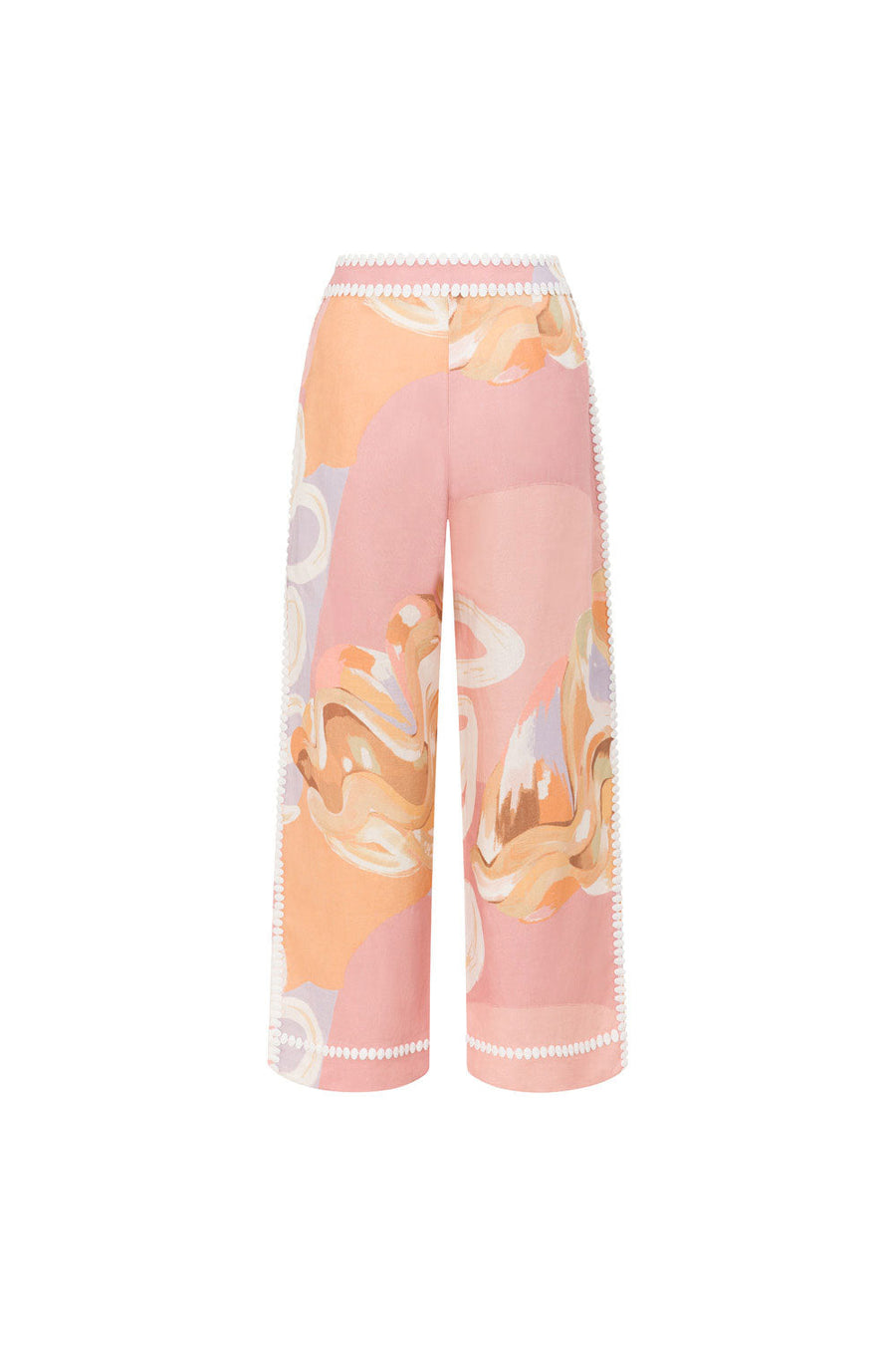 Pantalone Estivo a Vita Alta con Stampa Artistica — Stile Europeo