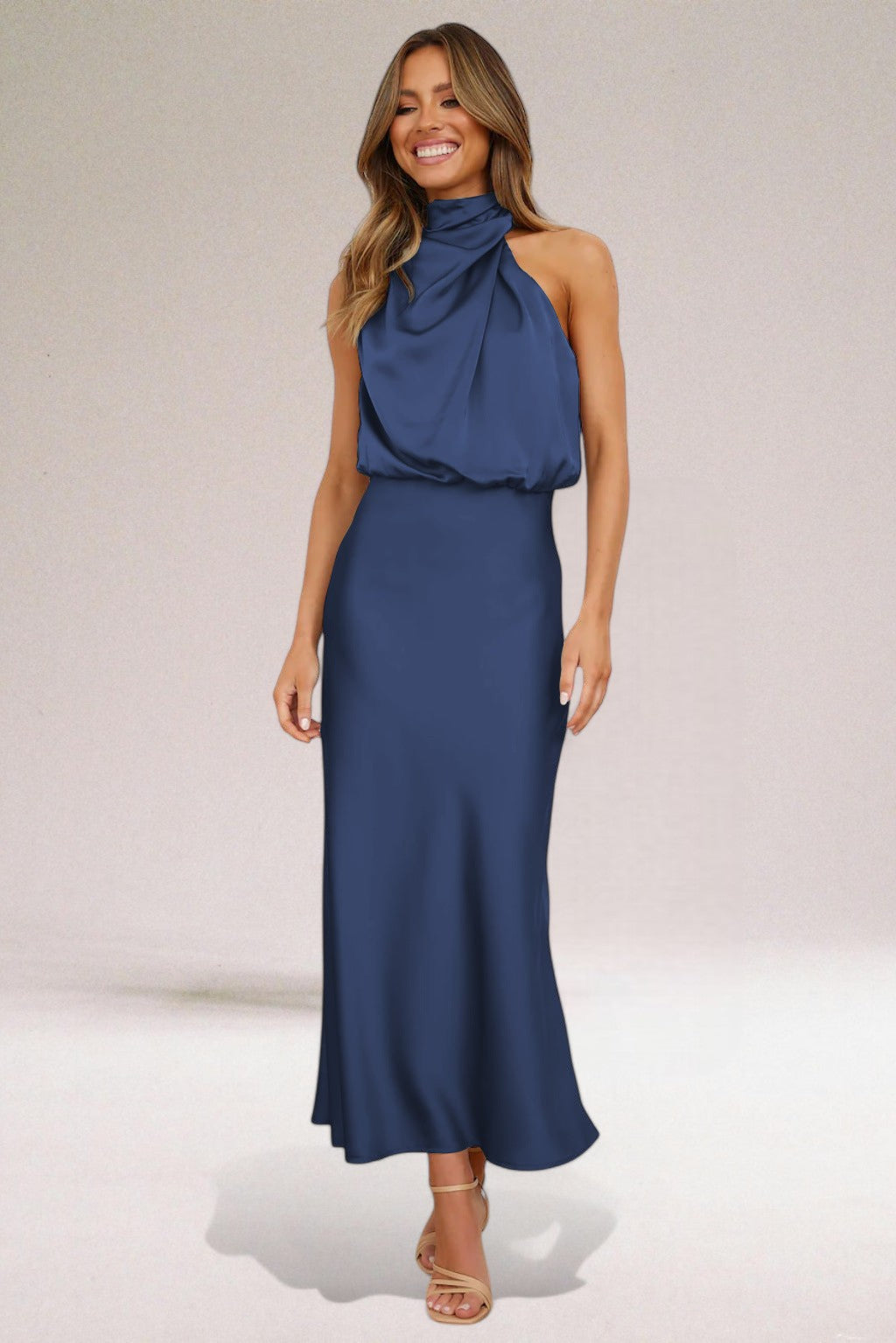Flavia | Abito halter da donna in raso glamour