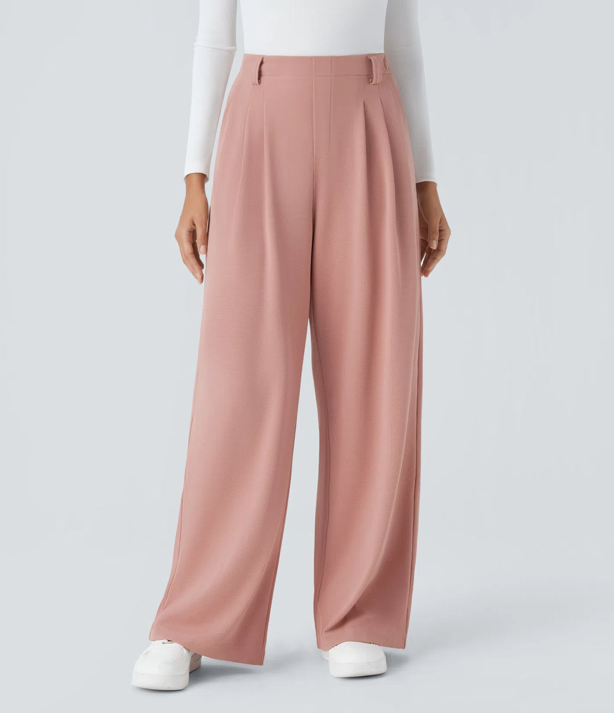 Halara - Pantaloni da ufficio a gamba larga con tasche laterali e vita alta per Donna