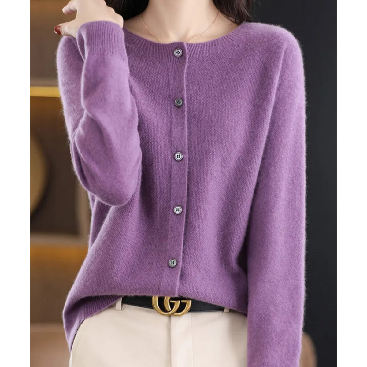 Anna | Maglione feminino di maglia con collo rotondo em lã merino Reine