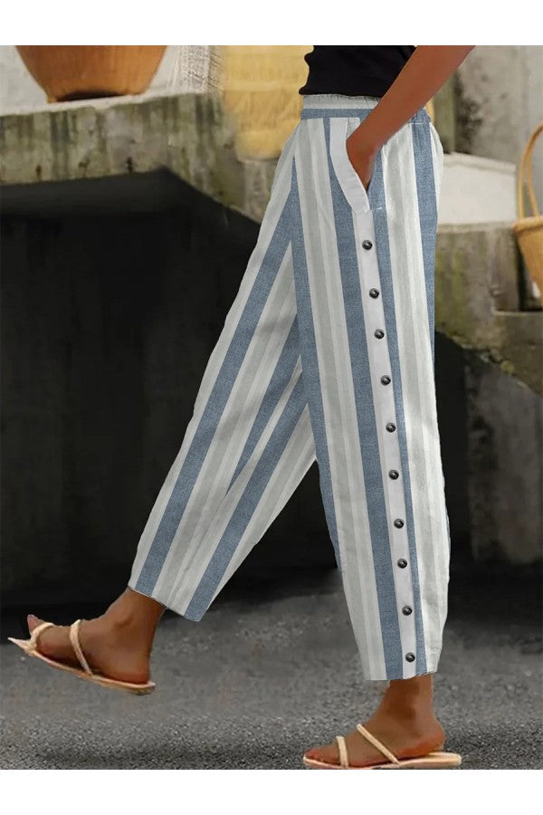 Mia - Pantaloni larghi casual a righe