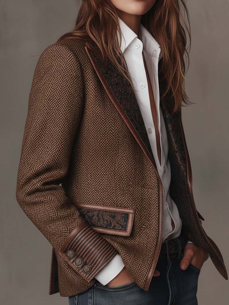 Gisèle | Blazer con Applicazioni di Chevron Stampato per Donna