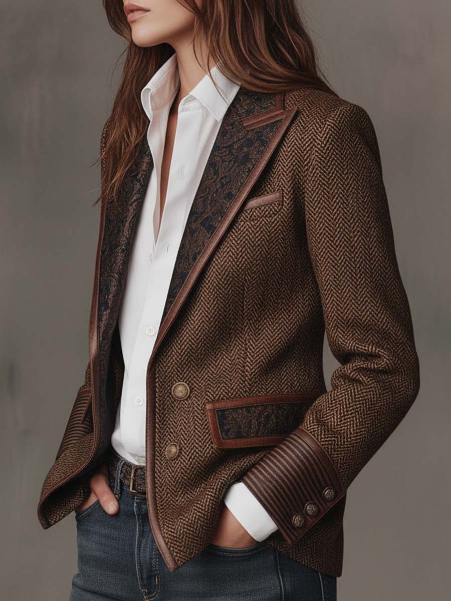 Gisèle | Blazer con Applicazioni di Chevron Stampato per Donna