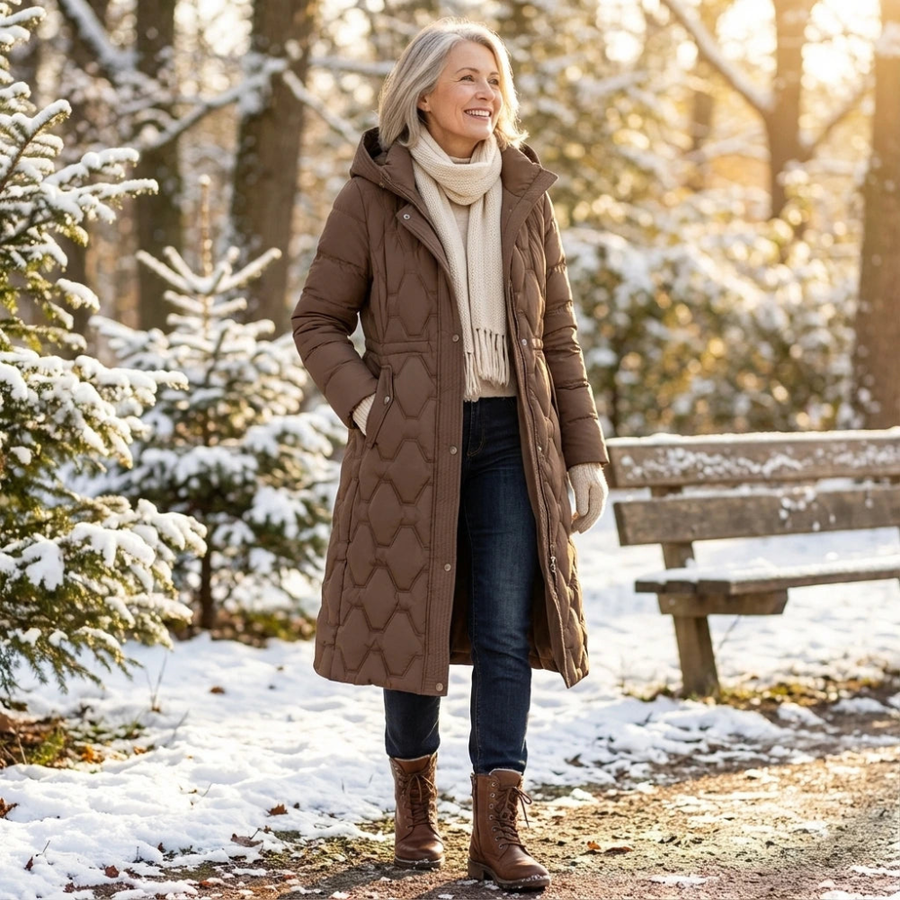 Lumière | Cappotto lungo in piuma con cappuccio per Donna