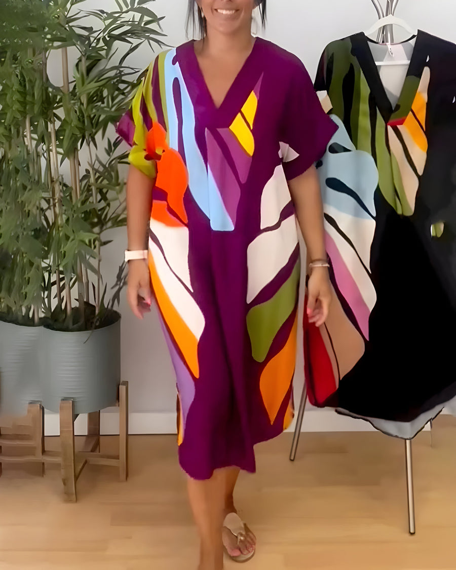 Roos™ | Abito casual con stampa di foglie colorate