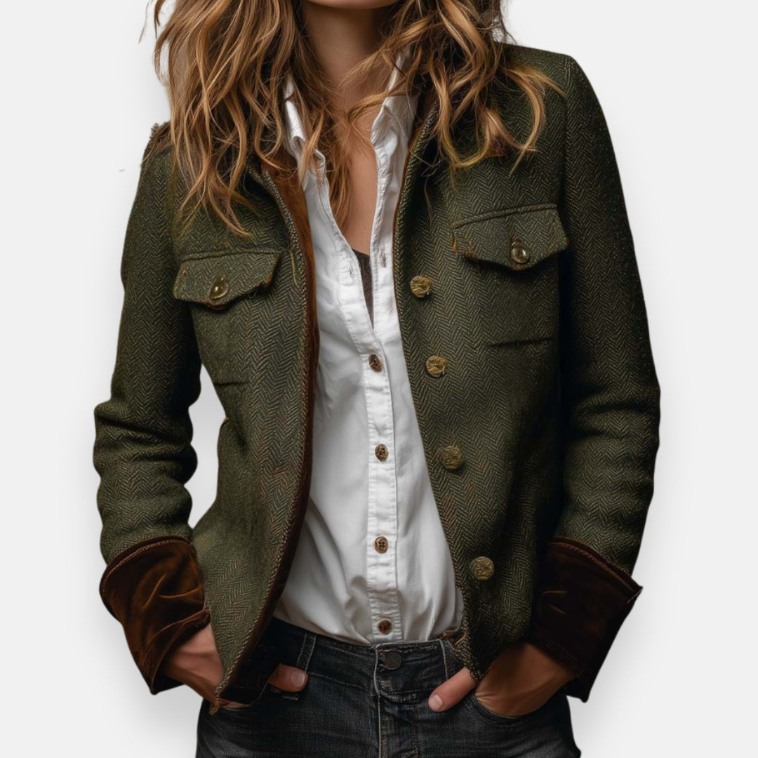 Anais | Cappotto Elegante con Dettagli in Velluto da Donna