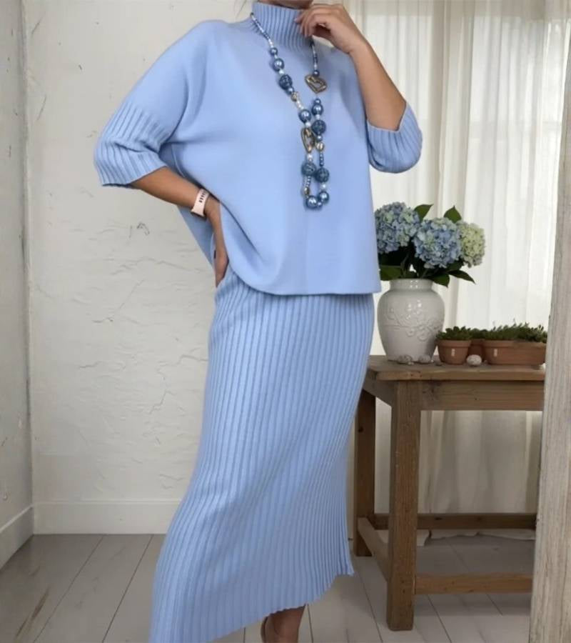 Debora | Set di Maglia con Gonna in Velluto a Coste da Donna