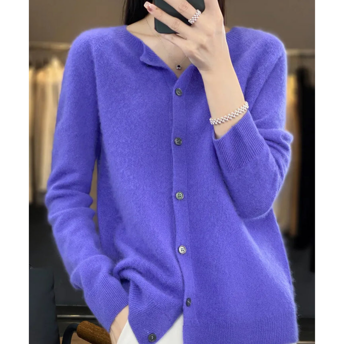Anna | Maglione feminino di maglia con collo rotondo em lã merino Reine