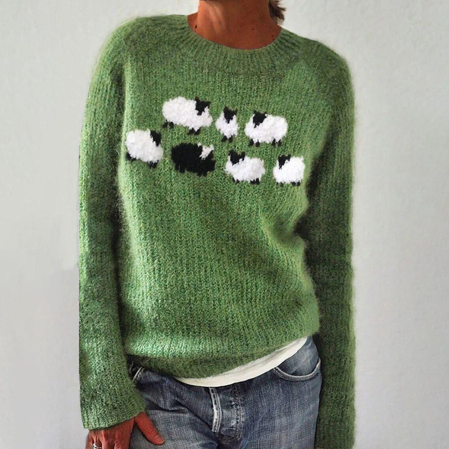 Maglione verde a manica lunga stampato