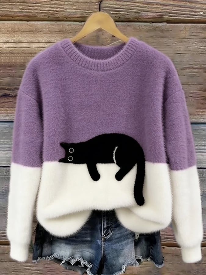 Luna | Maglione Feminino con Gráfico di Gatto