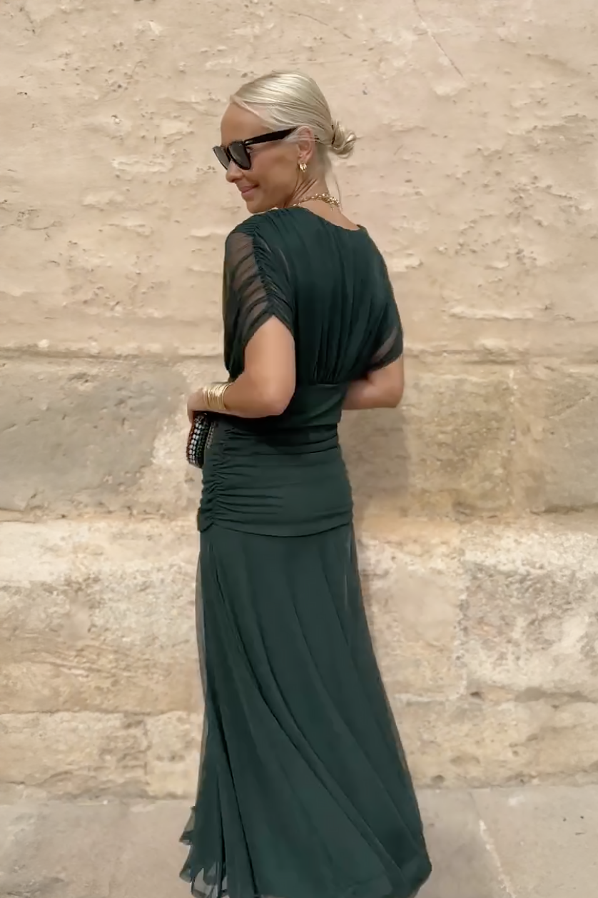 Alondra - Abito lungo da donna con stampa floreale e scollo a V
