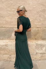 Alondra - Abito lungo da donna con stampa floreale e scollo a V