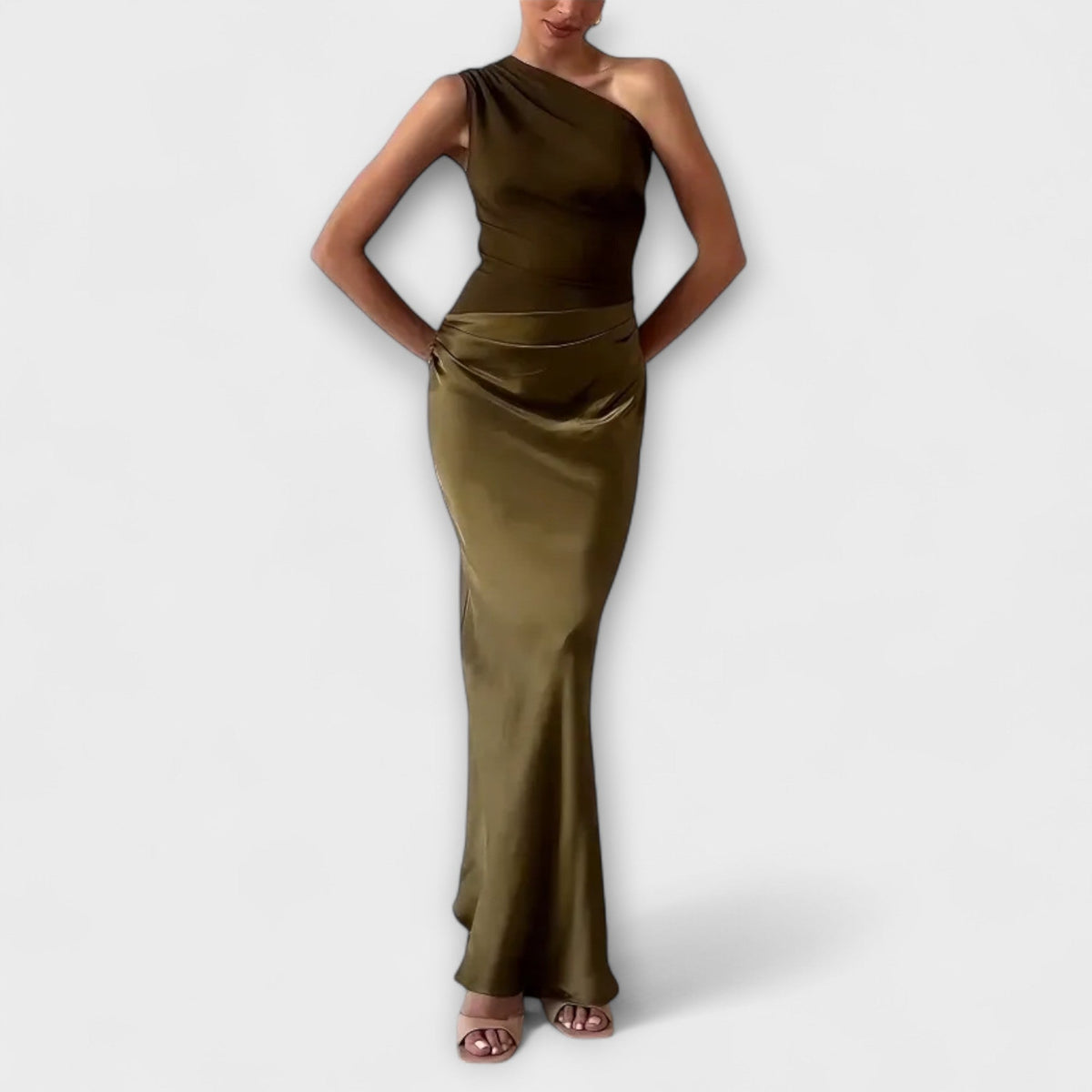 Amarílis - Abito lungo elegante con pieghe di un ombro