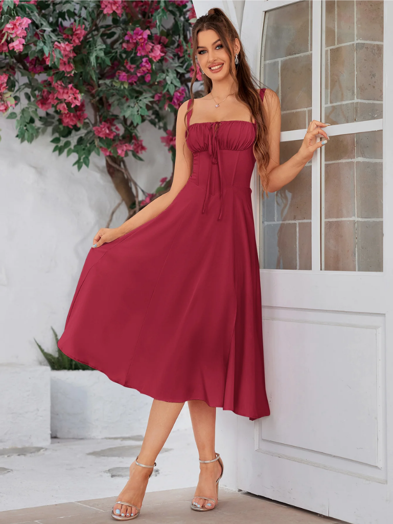 Claudia – Abito Cami con Busto Arricciato e Spacco