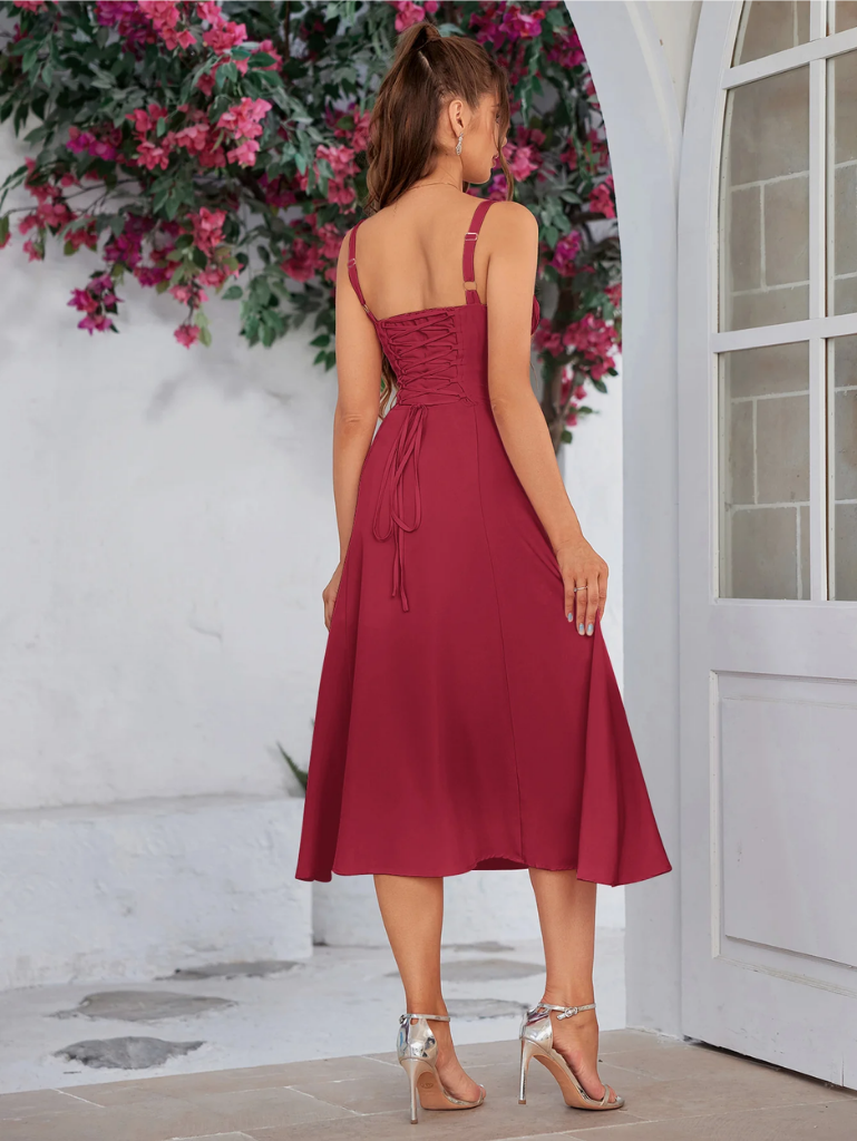Claudia – Abito Cami con Busto Arricciato e Spacco