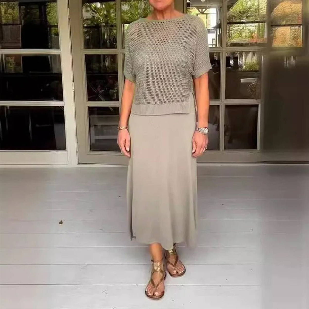 Dumez | Completo Due Pezzi con Blusa Traforata