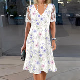Edith | Abito Midi Floreale con Maniche in Pizzo da donna