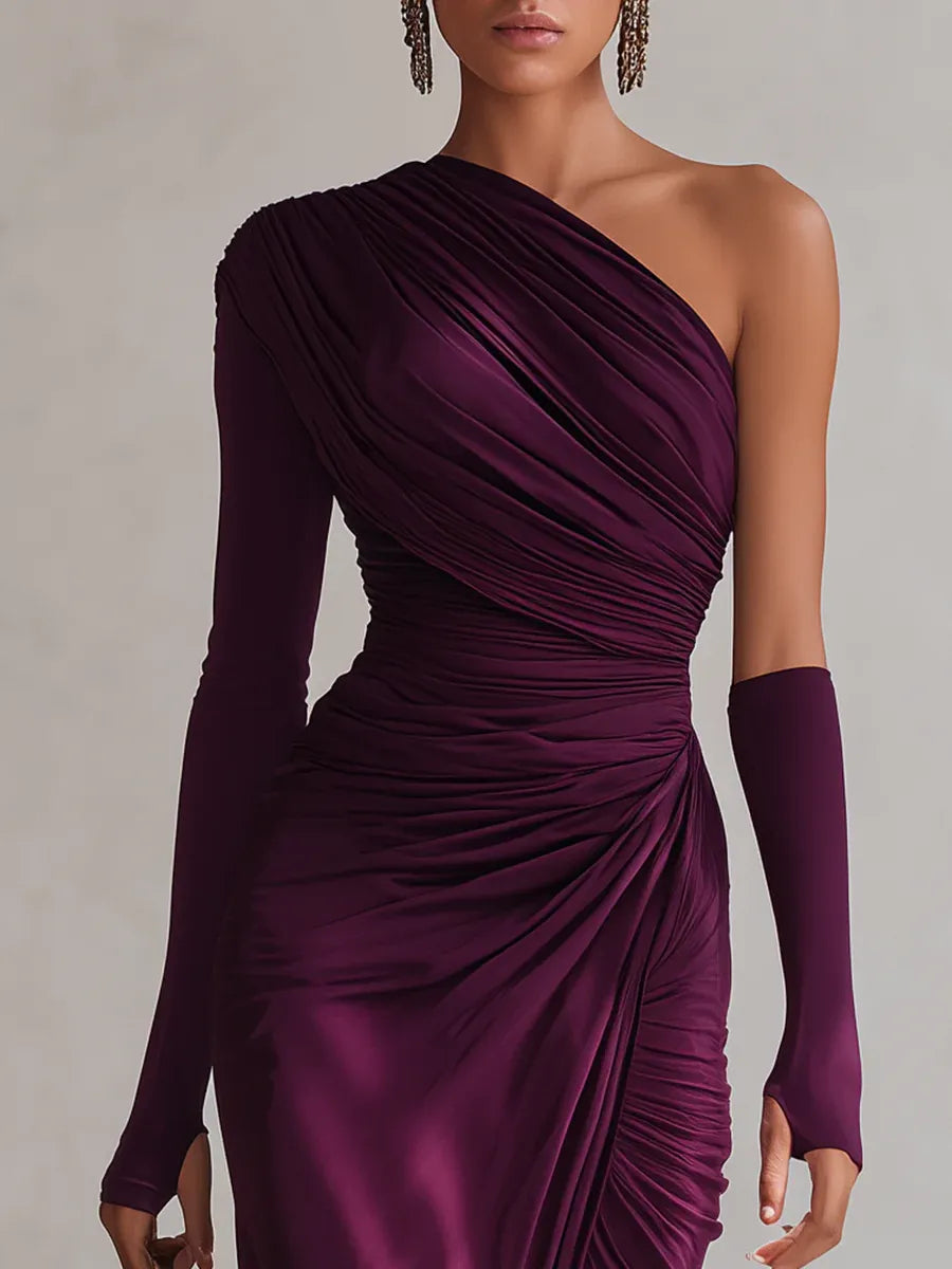 Rosalia™ - Elegante abito maxi roxo a ombro único