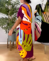 Roos™ | Abito casual con stampa di foglie colorate