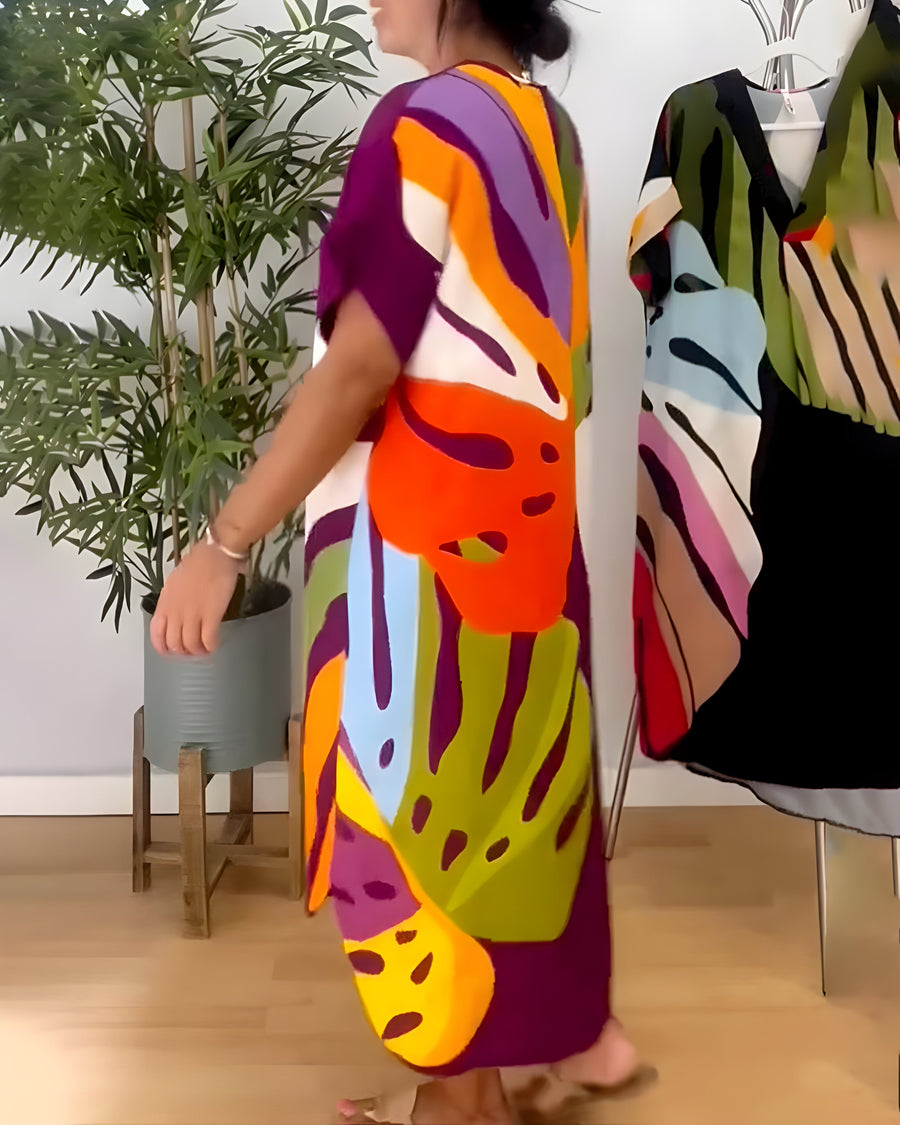 Roos™ | Abito casual con stampa di foglie colorate