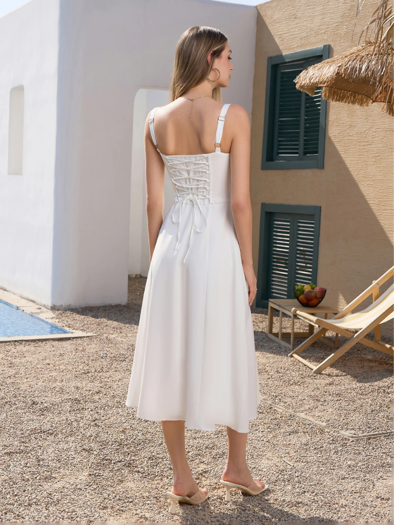 Claudia – Abito Cami con Busto Arricciato e Spacco