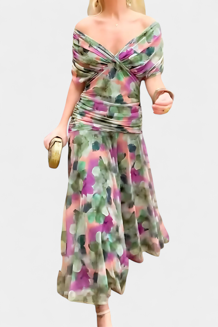 Magda™ | Abito largo di fiori con scollo a V
